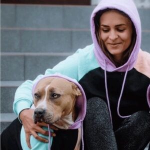 Spark Paws Colorful Dog Hoodie and matching Owner Hoodie! L owner, M dog set!